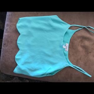 Teal scallop crop top